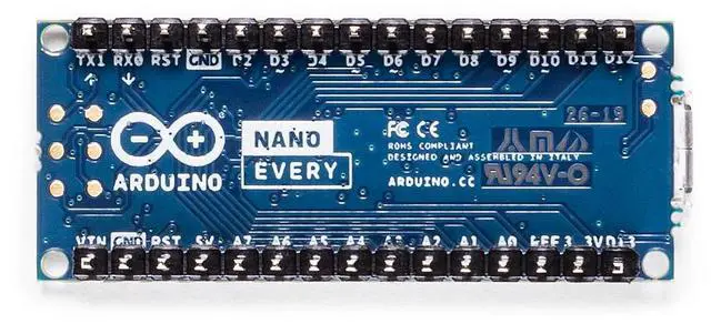 Alt view image 3 of 5 - Arduino ABX00033 Nano Every w/ headers Compact ATmega4809 Microcontroller w/ Micro USB, 20 Digital I/O, 6 Analog Inputs