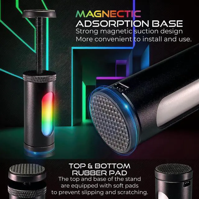 Alt view image 4 of 7 - AAAwave AURAWAVE GPU Support Bracket, Anti-Sag Video Card Holder, Adjustable Height GPU Bracket with Magnet Base, 5V 3PIN ARGB Graphics Card Brace Support 67-110mm (Black)