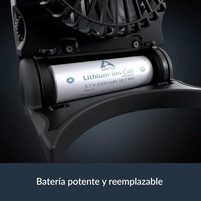 Alt view image 5 of 7 - Arctic AEBRZ00027A Summair Rechargeable Handheld Fan w/ Stand, infinite speed, 4-77h Running Time, USB-C (incl. USB-A Cable) - Black