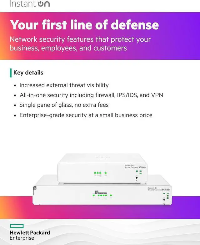 Alt view image 5 of 7 - HPE Networking Instant On SG2505P Secure Gateway, 5-port SmartRate 2.5G PoE+ 64W | S0G34A#ABA