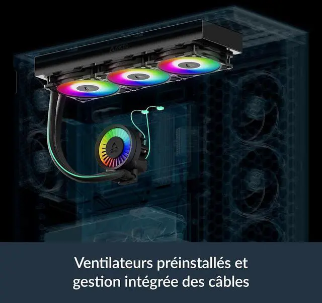 Alt view image 6 of 7 - Arctic ACFRE00185A Liquid FreezerIII Pro 420 A-RGB AIO CPU Fans 3 x 140mm Water Cooling AM5/AM4, Intel LGA1851/1770 - Black