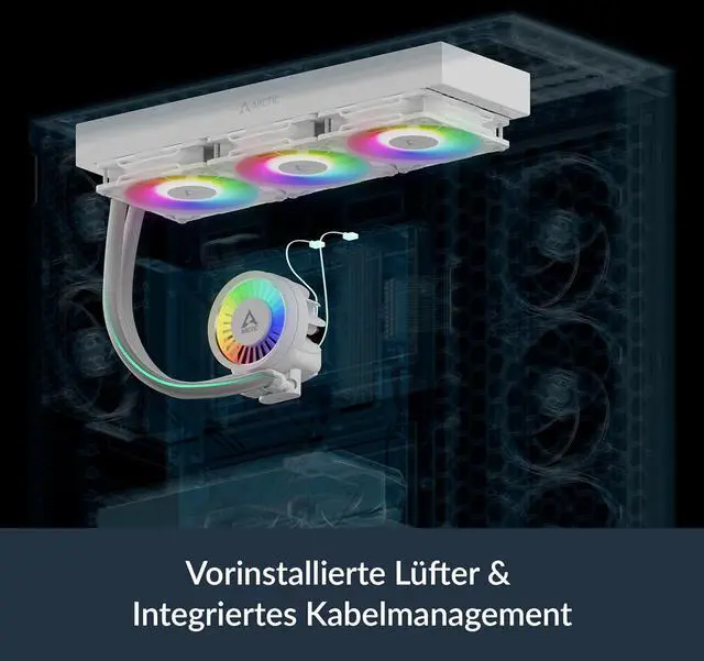 Alt view image 7 of 7 - Arctic ACFRE00189A Liquid Freezer III Pro 420 A-RGB CPU Fans 3 x 140mm Water Cooling,AMD AM5/AM4 Intel LGA1851/1770 - White