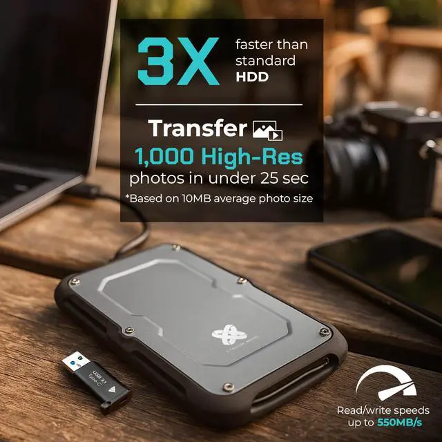 Alt view image 6 of 7 - Titanium Micro 2TB External SSD, Titanium One Up to 500MB/s, Wrap-around USB-C 3.2 Gen 2, Rugged IP66 Water&Drop Resistance, Portable Solid State Drive for Window PC, Mac, PS4, PS5, Xbox