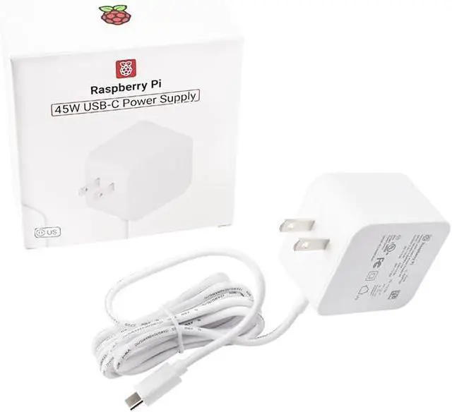 Alt view image 2 of 4 - Raspberry Pi SC1731 Accessories Power Adapter Pi5 Offical, Original 45W USB-C Power Supply - White (US)