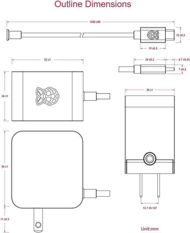 Alt view image 4 of 4 - Raspberry Pi SC1731 Accessories Power Adapter Pi5 Offical, Original 45W USB-C Power Supply - White (US)