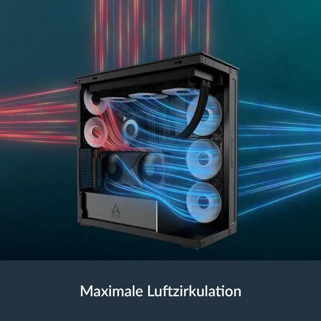 Alt view image 3 of 7 - Arctic ACPCC00015A Xtender PC Case-Mid Tower-Tempered Glass Panel-Included A-RGB Fans (Black)