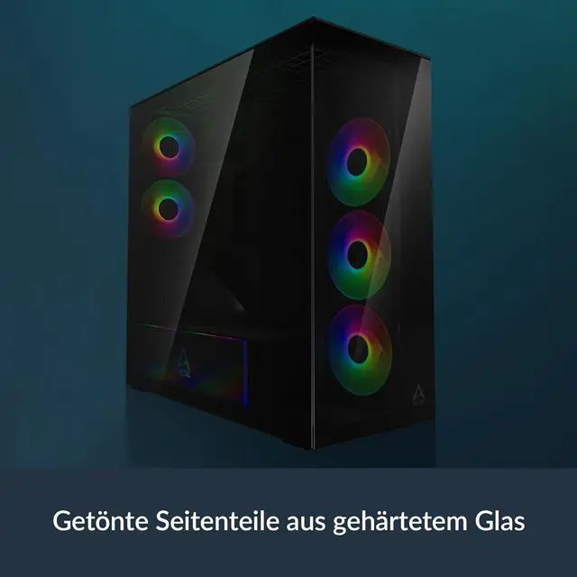 Alt view image 5 of 7 - Arctic ACPCC00016A Xtender VG PC Case-Mid Tower-Tempered Glass Panel-Included A-RGB Fans-Vertical GPU Mounting Kit (Black)
