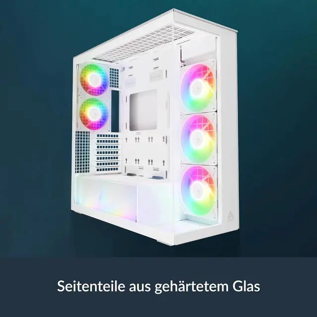 Alt view image 3 of 7 - Arctic ACPCC00017A Xtender VG PC Case-Mid Tower-Tempered Glass Panel-Included A-RGB Fans-Vertical GPU Mounting Kit (White)