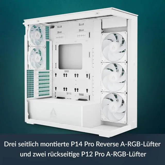Alt view image 5 of 7 - Arctic ACPCC00017A Xtender VG PC Case-Mid Tower-Tempered Glass Panel-Included A-RGB Fans-Vertical GPU Mounting Kit (White)