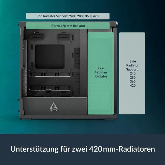 Alt view image 5 of 7 - Arctic ACPCC00019A Xtender VG PC Case-Mid Tower Tempered Glass Panel-A-RGB Fans Vertical GPU Mounting Kit (Mirror Black)