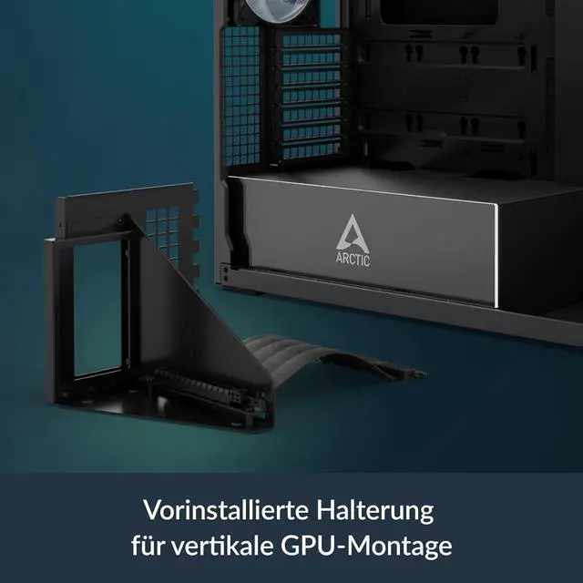 Alt view image 2 of 7 - Arctic ACPCC00019A Xtender VG PC Case-Mid Tower Tempered Glass Panel-A-RGB Fans Vertical GPU Mounting Kit (Mirror Black)