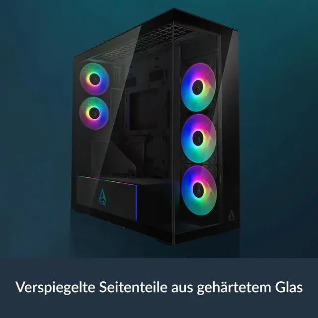 Alt view image 3 of 7 - Arctic ACPCC00019A Xtender VG PC Case-Mid Tower Tempered Glass Panel-A-RGB Fans Vertical GPU Mounting Kit (Mirror Black)