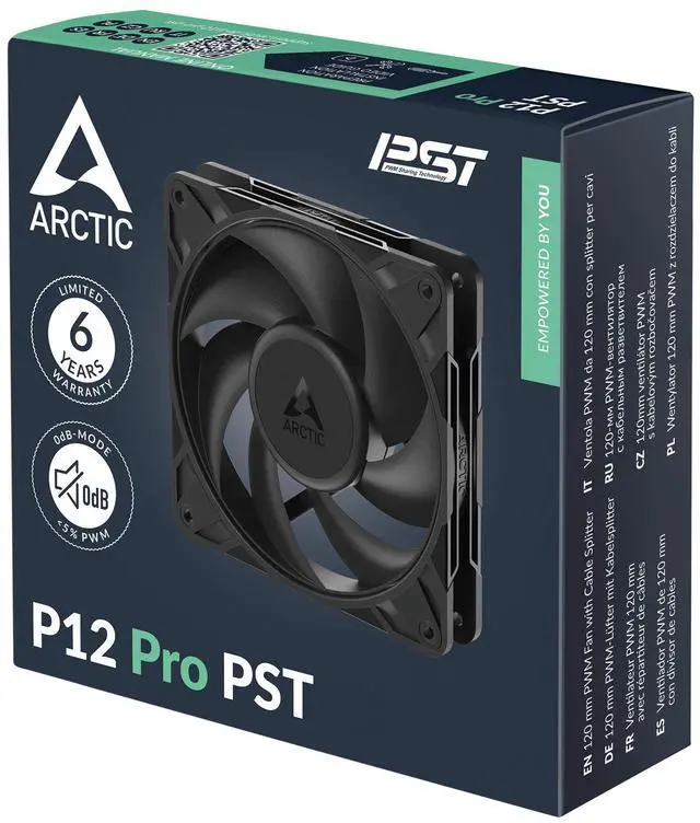 Alt view image 5 of 5 - Arctic ACFAN00306A P12 Pro PST 120 mm PWM Fan with Y-Cable Splitter, 600-3000 RPM, Fluid Dynamic Bearing,4-Pin - Black