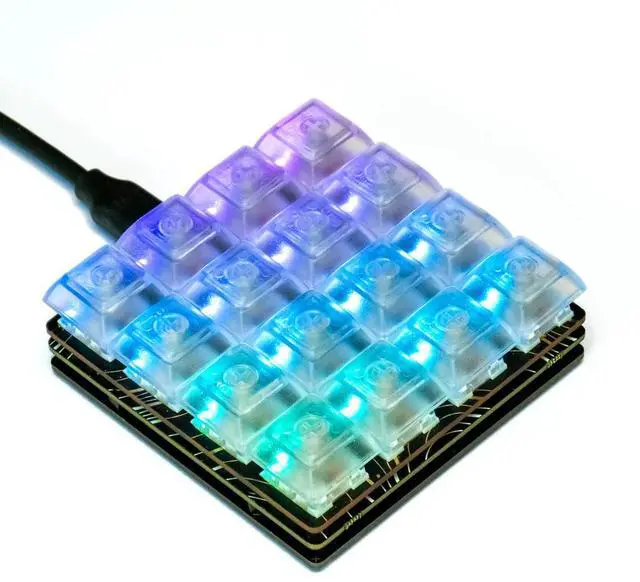 Alt view image 4 of 5 - Pimoroni PIM565 Keybow 2040 - Clicky keys A luxe all-in-one 16 key mini mechanical keyboard customisable RGB lighting