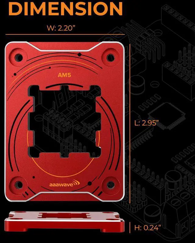 Alt view image 3 of 3 - AAAwave AM5 CPU Contact Sealing Frame, Anti-Bending Contact Frame & Fixing Frame,  CPU Guard Protects AM5 Socket Components - Red