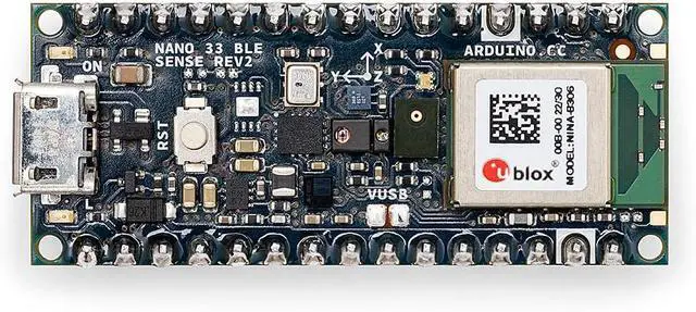 Arduino ABX00070 Nano 33 BLE Sense Rev2 w/ Headers, AI Microcontroller ,Bluetooth, Wearables,Gesture &Voice Recognition