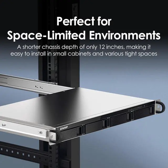 Alt view image 5 of 6 - QNAP TS-H765EU-8G-US 1U 4-bay  3.5" SATA + 3 x E1.S/PCIe M.2 2280 short depth 12" rackmount NAS, Intel Atom x7405C 4C