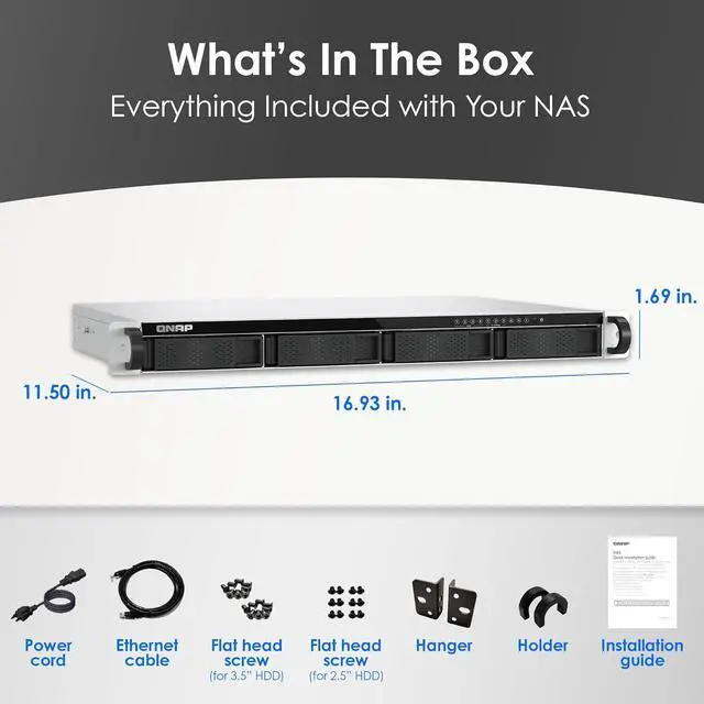 Alt view image 6 of 6 - QNAP TS-H765EU-8G-US 1U 4-bay  3.5" SATA + 3 x E1.S/PCIe M.2 2280 short depth 12" rackmount NAS, Intel Atom x7405C 4C