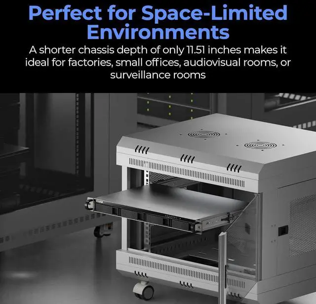 Alt view image 2 of 5 - QNAP TS-433EU-US 4-Bay short-depth 12" ARM Corten-A55 4C 2.0GHz NAS, Male-G52 GPU, 4GB DDR4 RAM, 2.5GbE & USB 3.2 Gen
