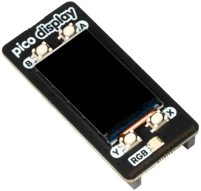 Main image of Pimoroni PIM543 Pico Display Pack 1.14" IPS LCD screen for your Raspberry Pi Pico,with four useful buttons and a RGB LED