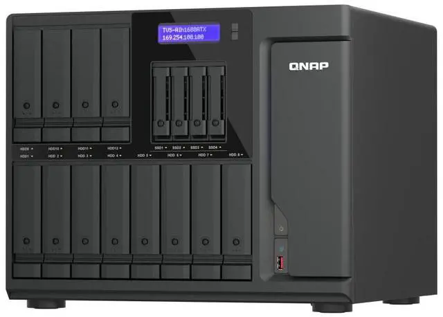 Alt view image 3 of 6 - QNAP 16-Bay QuTS hero NAS - Intel Core Ultra 9 285 - 48GB DDR5 - 12x 3.5" SATA 6Gbs + 2x U.2 NVMe PCIe Gen4 x2 slots (TVS-AIH1688ATX-U9-48G-US)5,48G DDR5 ECC