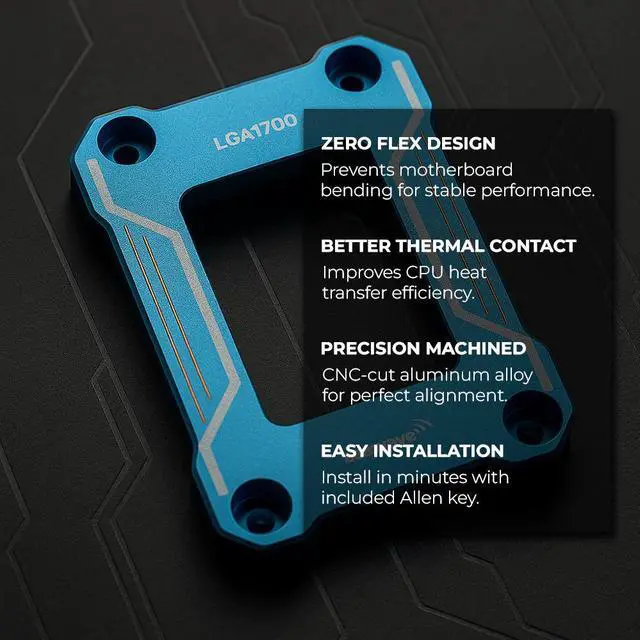 Alt view image 7 of 7 - AAAwave LGA1700 CPU Contact Frame, Anti-Bending Fixing Bracket for Intel 12th/13th/14th Gen, Even Pressure CPU Guard, Aluminum Alloy Blue Contact Frame with Screwdriver - Blue