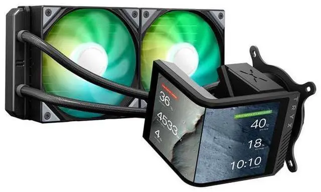 Main image of TRYX L-P240L-AM2M-G0K PANORAMA SE 240 ARGB 240mm AIO Rotatable MOLED Curved Screen 3D Cooler Asetek Adela (Black)
