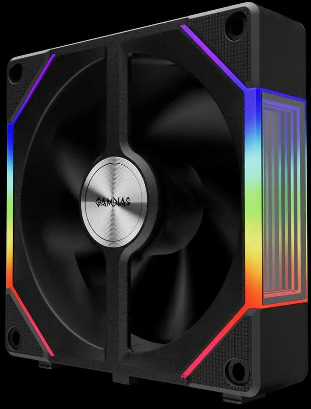 Alt view image 2 of 3 - GAMDIAS AEOLUS P2-1201 ARGB Case Fan 120mm x1 & Reverse Blade x1, Hassle-Free Cable Management 2400 RPM PWM RGB (Black)