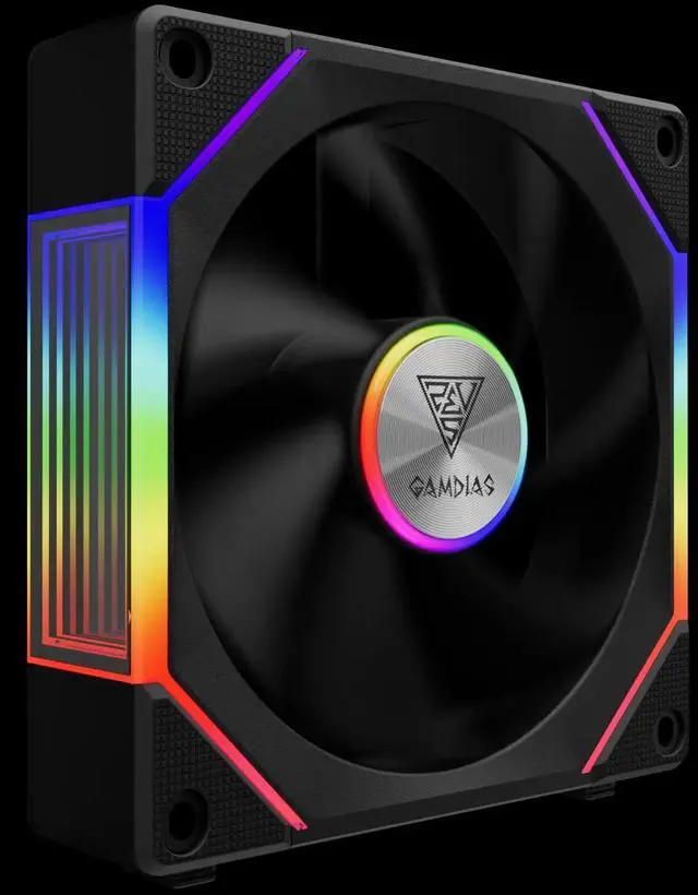 Alt view image 3 of 3 - GAMDIAS AEOLUS P2-1201 ARGB Case Fan 120mm x1 & Reverse Blade x1, Hassle-Free Cable Management 2400 RPM PWM RGB (Black)