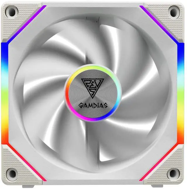 Main image of GAMDIAS AEOLUS P2-1201 WH ARGB Case Fan 120mm x1 & Reverse Blade x1,Hassle-Free Cable Management 2400 RPM PWM RGB- White