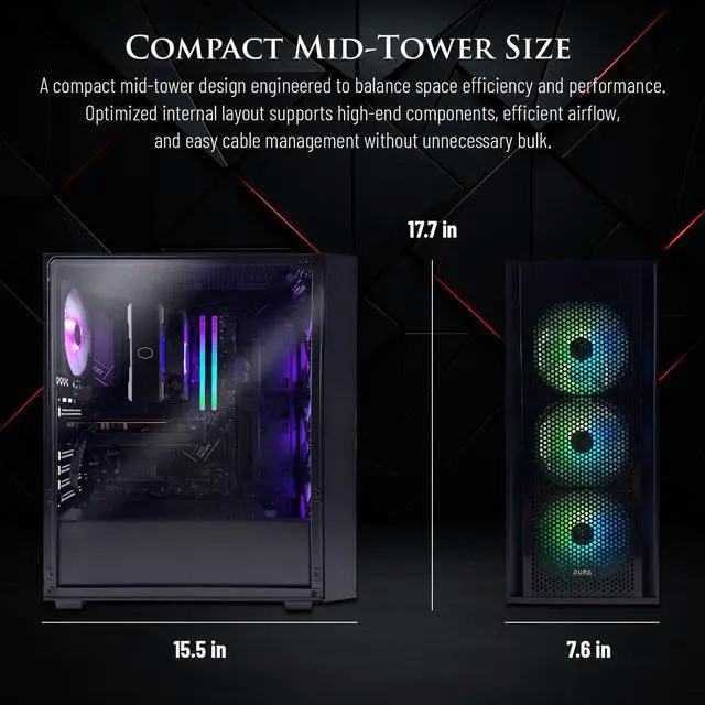 Alt view image 7 of 7 - Hachiman PC Ronin Gaming PC, AMD Ryzen 5 9600X, Radeon RX 9060XT 16GB, 32GB DDR5 6400MHz RGB, 1TB Gen4 NVMe SSD, Wi-Fi 6, Windows 11 Home, Desktop Computer