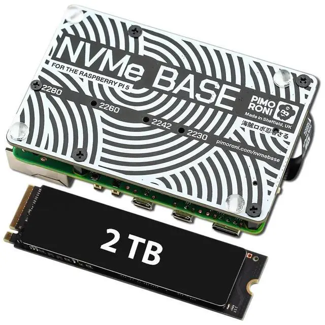 Main image of NVMe Base M.2 HAT PCIe Extension w/ 2TB M.2 2280 Internal Solid State Drive SSD