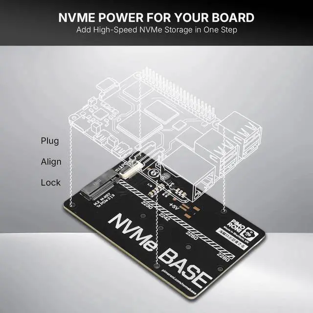 Alt view image 2 of 5 - NVMe Base M.2 HAT PCIe Extension w/ 2TB M.2 2280 Internal Solid State Drive SSD