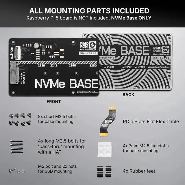 Alt view image 5 of 5 - NVMe Base M.2 HAT PCIe Extension w/ 2TB M.2 2280 Internal Solid State Drive SSD