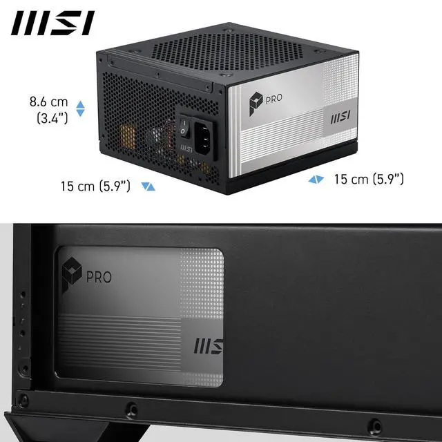 Alt view image 4 of 6 - MSI PRO A1000PL PCIE5 Fully Modular 1000W Power Supply, 80+ Platinum, 12V-2x6, ATX 3.1 & PCIe 5.1, 7 Year Warranty