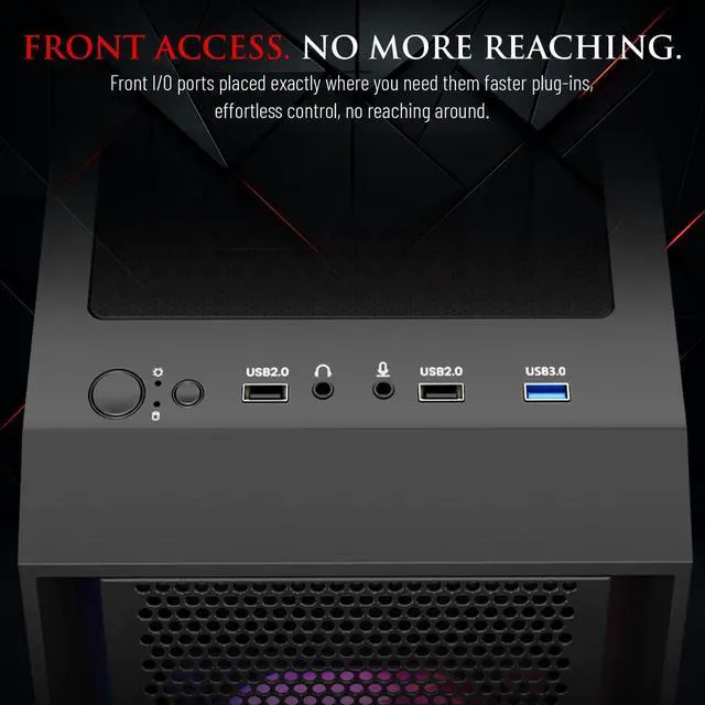 Alt view image 5 of 7 - Hachiman PC Ronin Gaming PC, AMD Ryzen 5 9600X, Radeon RX 9060XT 16GB, 32GB DDR5 RGB, 1TB NVMe SSD, Wi-Fi 6, Windows 11