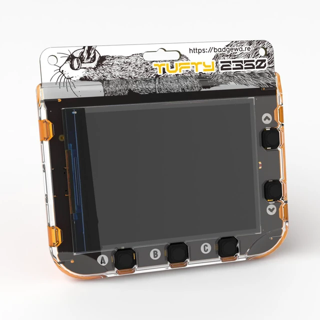 Main image of Pimoroni WARE005 Badgeware Tufty Badge + STEM Kit colour 2.8" TFT display, powered by Raspberry Pi RP2350