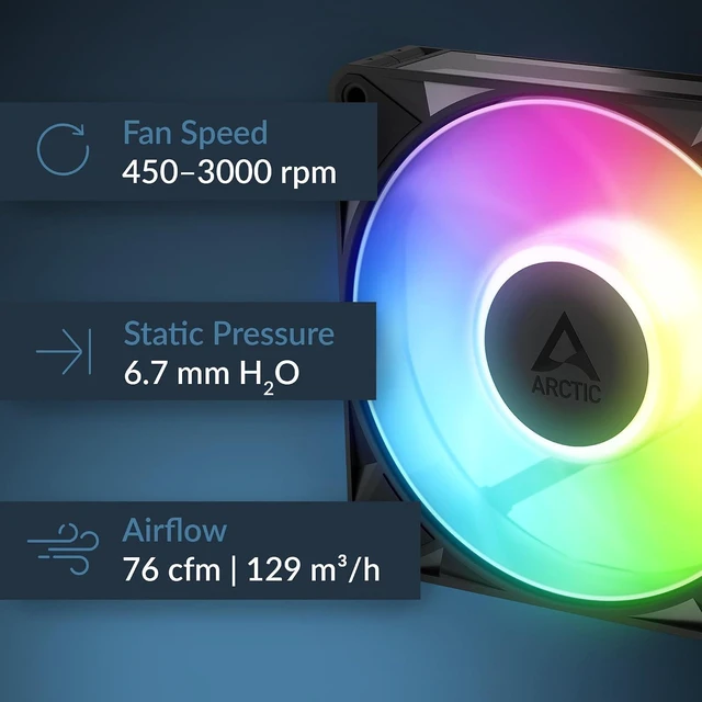 Alt view image 5 of 7 - ARCTIC ACFAN00335A BioniX P12 A-RGB, 120 mm PWM Fan with Daisy Chain