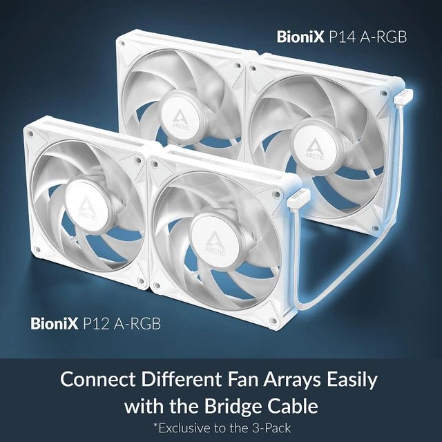 Alt view image 5 of 7 - ARCTIC ACFAN00336A BioniX P12 A-RGB, 120 mm PWM Fan with Daisy Chain - (White)