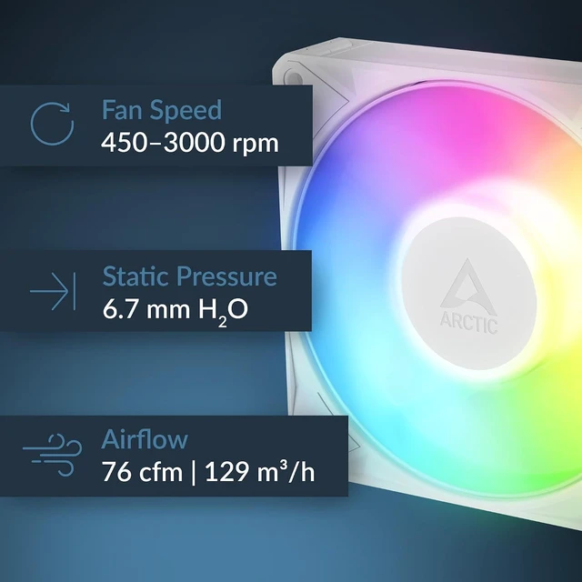 Alt view image 6 of 7 - ARCTIC ACFAN00336A BioniX P12 A-RGB, 120 mm PWM Fan with Daisy Chain - (White)