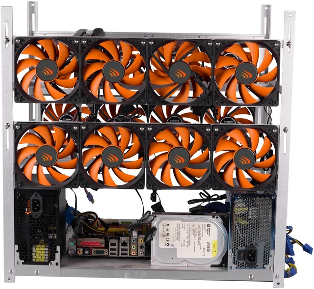 Stackable Electronics Chassis AAAwave - 12 GPU Stackable Aluminum Mining Frame Rig Case with Fan ...
