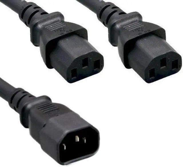 Main image of Kentek 3 Ft Power Cord 3 Prong Extension Y Splitter Cable IEC320 C14 to 2 X C13 16 AWG 13A 250V Black Heavy Duty