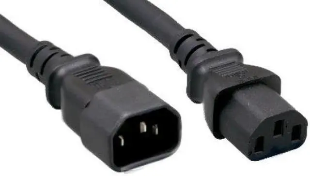 Main image of Kentek 3 Feet Extension 3 Prongs AC Power Cord IEC320 C13 To C14 M/F Male Female 18 AWG 10A 250V for PC / Monitor Black