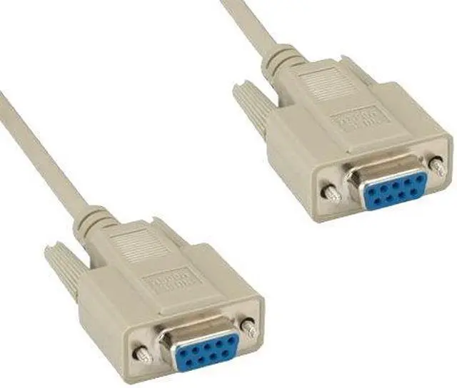 Main image of Kentek 6 Feet FT DB9 Null Modem Female to Female Serial Cable Cord 28 AWG RS-232 Crossover 9 Pin F/F Molded D-Sub Port for DTE PC Mac Linux Data Transmission communication