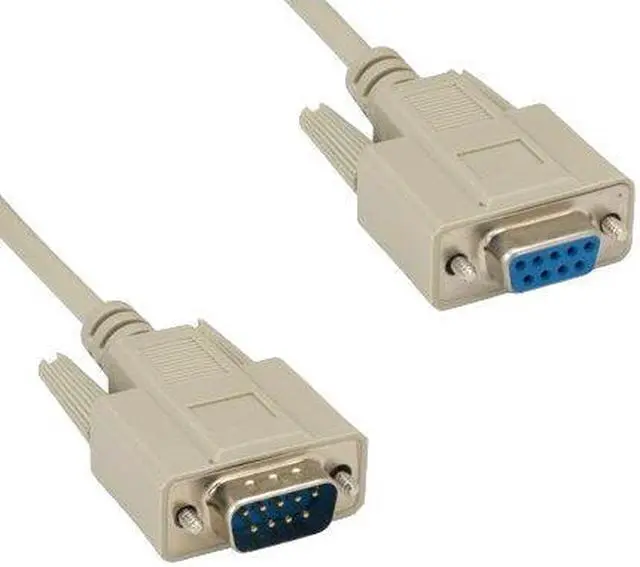 Main image of Kentek 15 Feet FT DB9 9 Pin Serial Extension Cable Cord RS-232 28 AWG Male to Female M/F Molded Straight-Through D-Sub Port Beige for PC Mac Linux Data