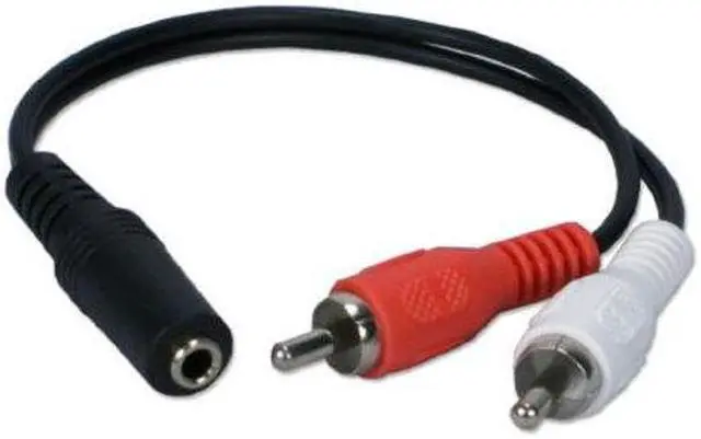 Main image of Kentek 6 Inch 6" 3.5mm AUX auxiliary female to RCA RW red white male F/M stereo audio Y cable cord for PC iPod iPhone MP3 CAR monitor