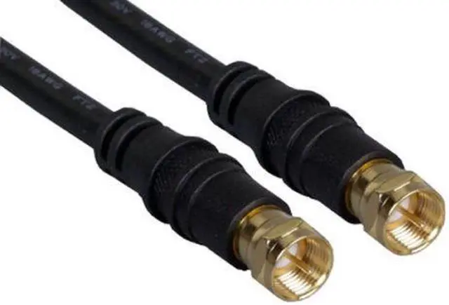 Main image of Kentek 25 Feet FT RG-6 RG6 F-type screw on RF gold plated cord wire connector coax coaxial 75 ohm digital cable satellite TV VCR black