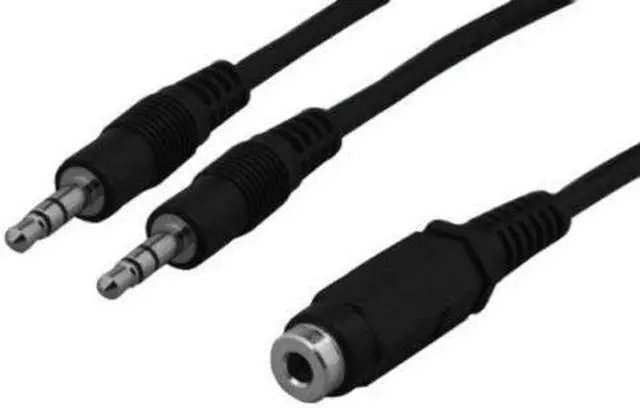 Main image of Kentek 6 Feet FT 3.5mm AUX auxiliary female to male x2 F/Mx2 stereo audio for PC iPod iPhone MP3 CAR monitor splitter extension Y cable cord