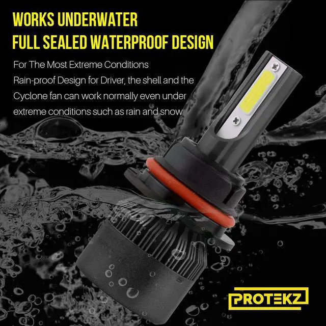 Alt view image 3 of 7 - Protekz 6000K LED Headlight Kit for 2016-2016 Mitsubishi OUTLANDER H7 Low Beam Conversion 12000LM Led Light Bulbs Kits
