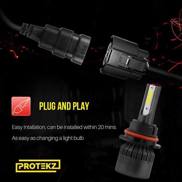 Alt view image 2 of 7 - Protekz 6000K LED Headlight Kit for 2016-2016 Mitsubishi OUTLANDER H7 Low Beam Conversion 12000LM Led Light Bulbs Kits